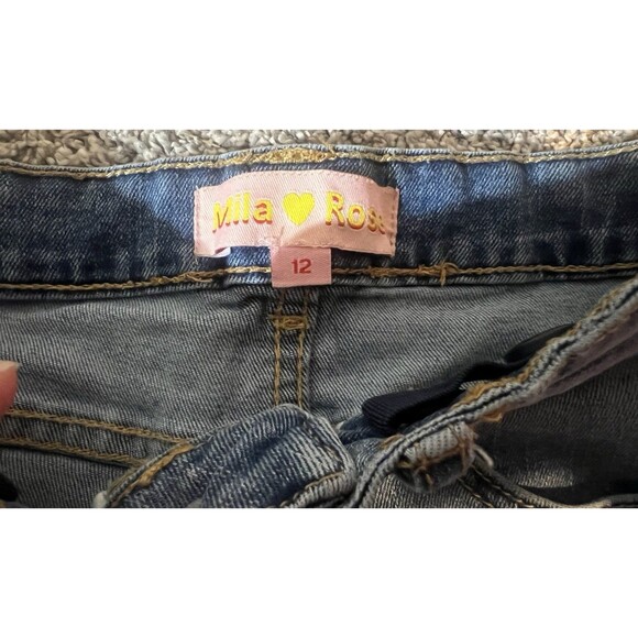 Mila Rose Girls Jean Shorts Size 12 Cuffed Frayed - Picture 2 of 3